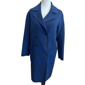 Vince Womens Navy Blue Oversize Patch Pocket Wool Blend Car Coat S/P